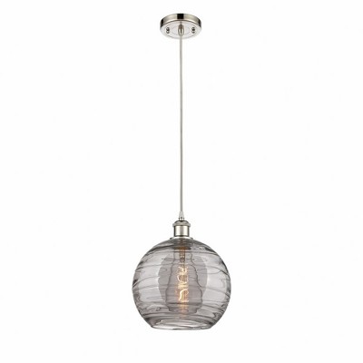 Athens Deco Swirl - 1 Light Cord Hung Mini Pendant In Industrial Style-13 Inches Tall and 10 Inches Wide