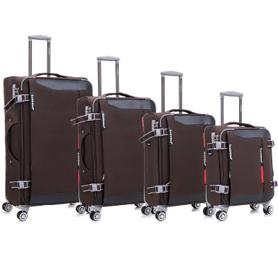 Coolife Softside Upright Luggage Set , Lightweight,4-Piece (20//24/28/32),Brown