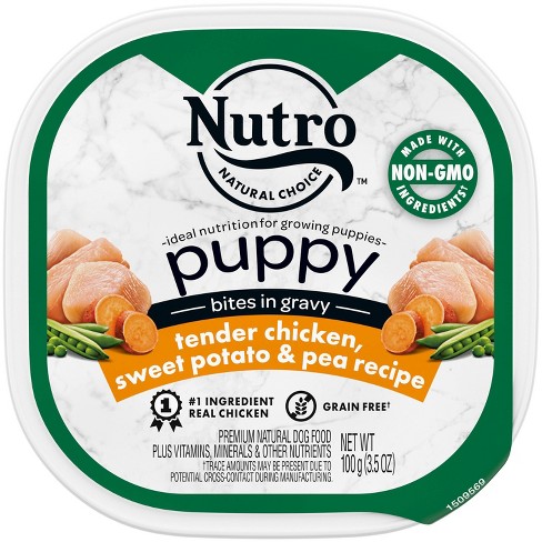 Nutro Grain Free Bites In Gravy Puppy Wet Dog Food Tender Chicken Sweet Potato Pea Recipe 3.5oz