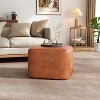 Upholstered Square PU Leather Ottoman,Tan - 2 of 4