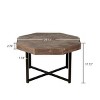 INFURNIC Coffee Tables Octagonal Wooden Coffee Table Retro Patchwork Design Sturdy Cross Metal Legs for Living Room, Brown, 29.1"*29.1"*17.7" - 3 of 4