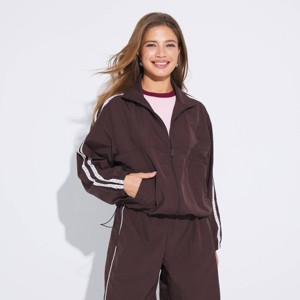 Women's Lace Trim Track Jacket - Wild Fable™ Brown XXL : Target