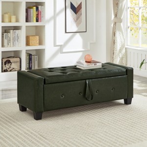 Ottoman with Storage, Upholstered Tufted Bench with Safety Hinge, Entryway Bench with Seating for Bedroom - 1 of 4
