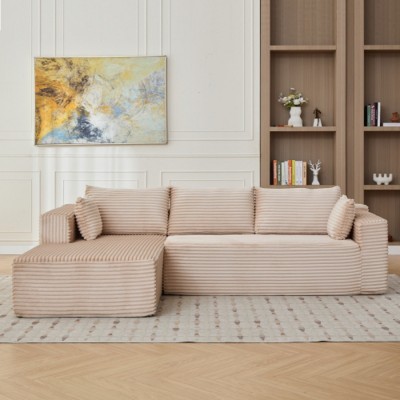 110" Modern Modular Corduroy Sectional Sofa with Chaise Lounge, L-Shaped Couch with Deep Seats for Living Room or Bedroom – The Pop Home