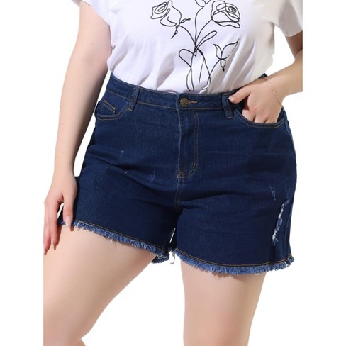 Ladies plus size hot sale denim shorts