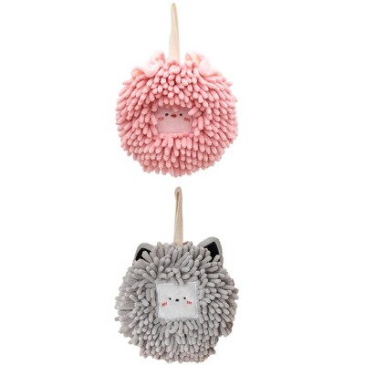 REGALWOVEN Cute Soft Absorbent Quick Drying Chenille Hanging Hand Towel 2 Pcs