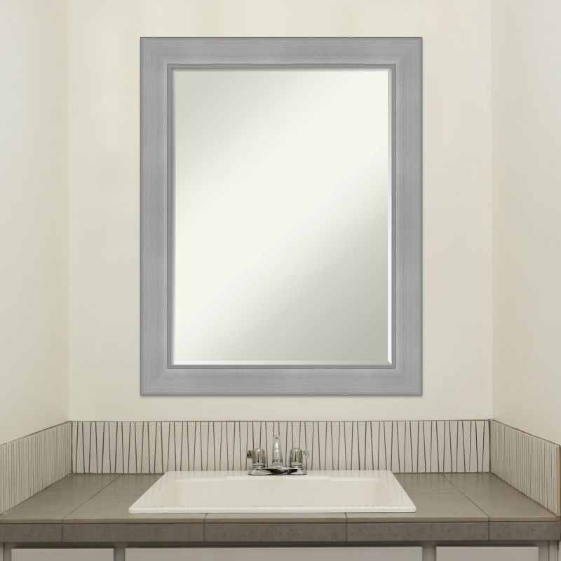 Amanti Art Vista Brushed Nickel Petite Bevel Bathroom Wall Mirror 28.25 x 22.25 in., 5 of 9