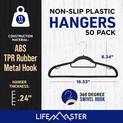 LifeMaster 50-Piece Black Heavy Duty Clothes Hanger Set