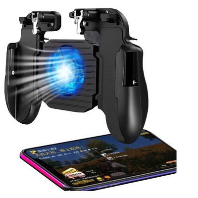 MPM Mobile Game Controller with Cooling Fan, Rubber Non-Slip Ergonomic Handle for Better Comfort Game Trigger Joystick Gamepad, Non-slip Pads