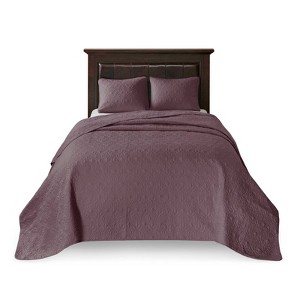 FIONECA Cottage Style Reversible Antimicrobial Bedding Set Fleur De Lis Embroidered Machine Washable Quilt Shams - 1 of 4