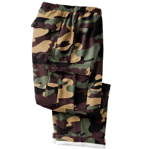 Wrangler Co Men's Relaxed Fit Fleece Lined Cargo Pants (Green Camo