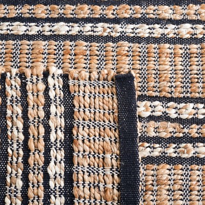Navy and Natural Flat Woven Cotton Area Rug, 5' x 8'