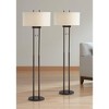 Franklin Iron Works Roscoe Modern 62" Tall Standing Floor Lamps Set of 2 Lights Twin Pole Pull Chain Brown Roman Bronze Finish Living Room Bedroom - 2 of 4