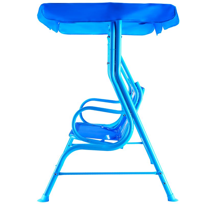 Costway Kids Patio Swing Chair Children Porch Bench Canopy 2 Person Yard Furniture blue, 4 of 11