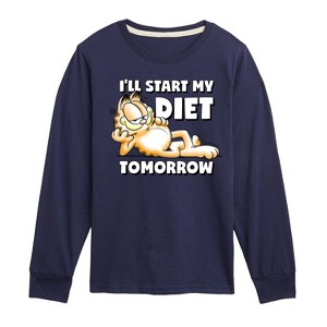 Boys' - Garfield - Start My Diet Tomorrow Long Sleeve Graphic T-Shirt - 1 of 4