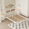 3pcs Bedroom Sets, Queen/Full Size Wooden Platform Bed with Natural Rattan Headboard and 2 Nightstands 4A -ModernLuxe - 3 of 4