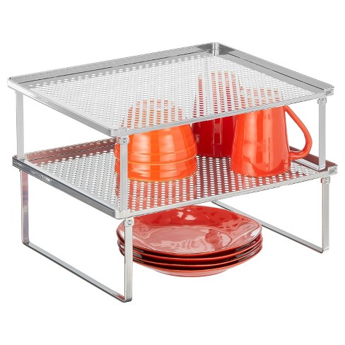 Deco Brothers Stackable Cabinet Shelf Organizer, 2 Pack, Chrome