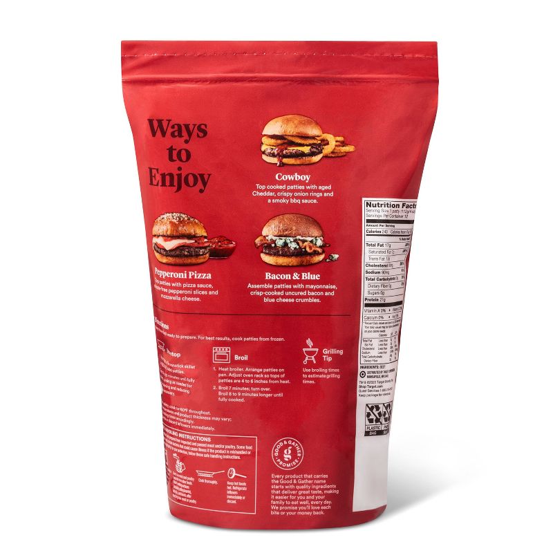 All Natural 85/15 Beef Patties - Frozen - 3lbs - Good &#38; Gather&#8482;, 4 of 5