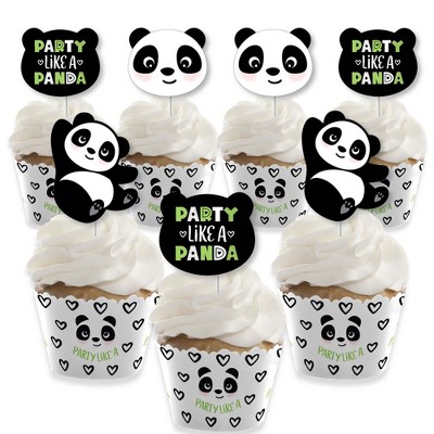 Big Dot of Happiness Party Like a Panda Bear - Cupcake Decoration - Baby Shower or Birthday Party Cupcake Wrappers and Treat Picks Kit - Set of 24