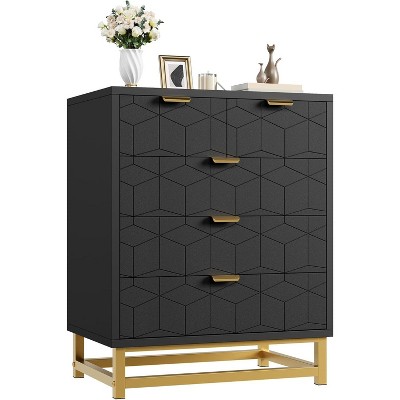 homfan 5 Drawer Dresser with Metal Legs, Modern Chest Organizer with Wide Storage, Chest of Drawers for Bedroom, Living Room, Entryway