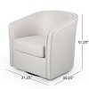 TOAOTBNBO 360°Swivel Accent Chair with Nailhead Trims, Contemporary Arm Chair with Soft Cushion Modern Barrel Chair for Living Room, White - 3 of 4