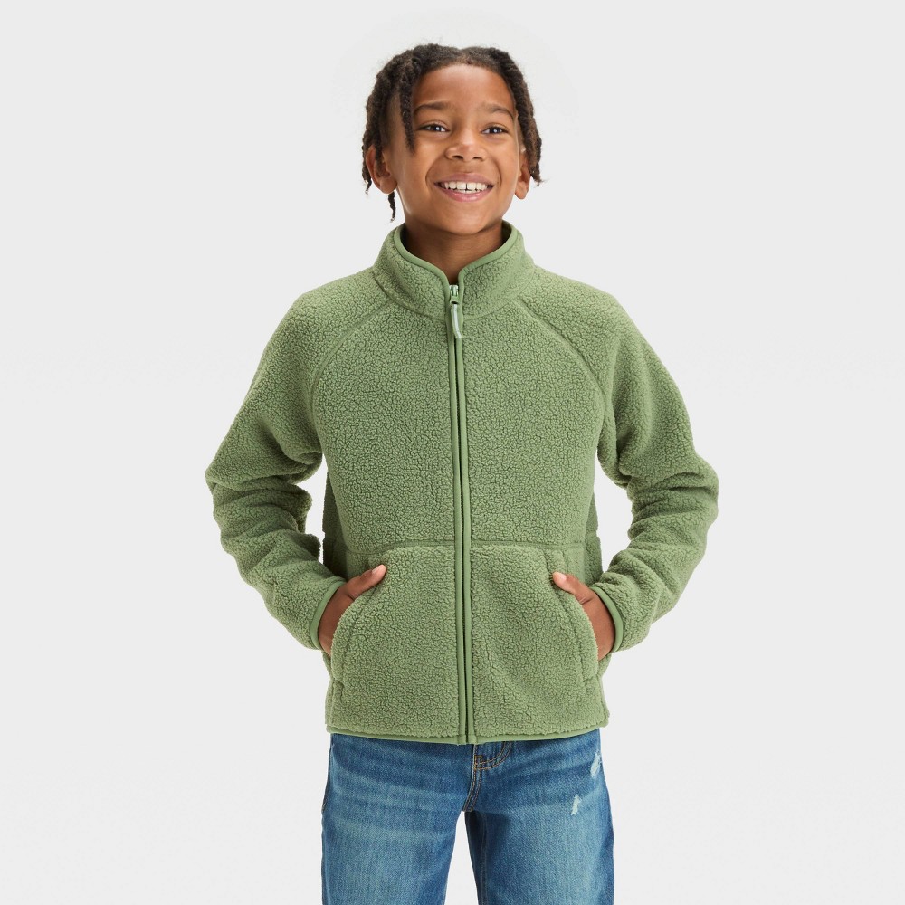 Kids' Solid Fleece Jacket - Cat & Jack™ Green XS
