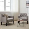 TYBOATLE Tufted Black Leather Accent Chair, Mid-Century Armchair for Office, Living Room, Bedroom - 2 of 4
