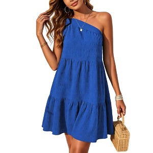 green eyelet mini dress Andrea One Shoulder Floral Maxi Dress main image 1