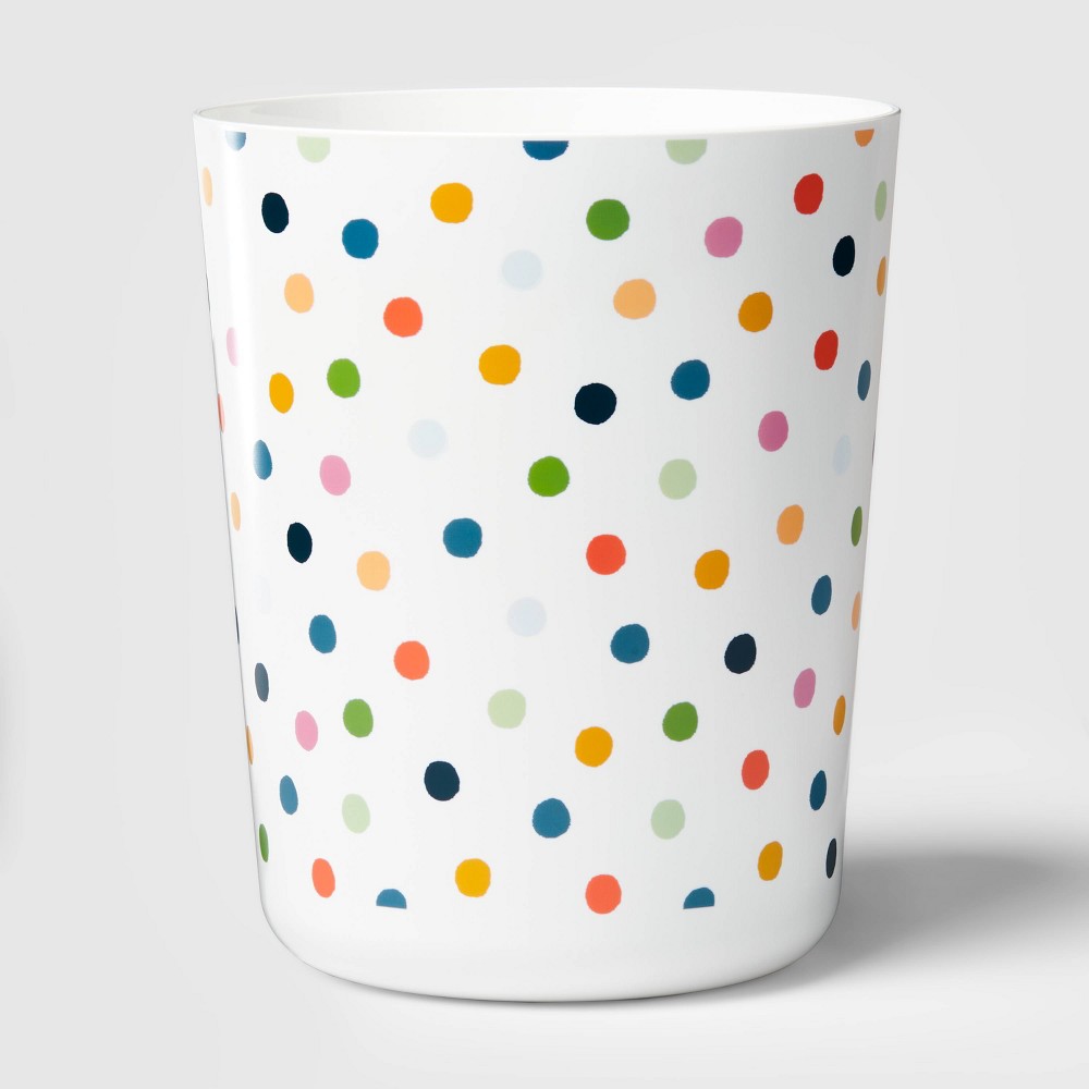 Dot Kids' Bathroom Wastebasket - Pillowfort™: Multicolor Plastic, Classic Pattern, 11" Height, 9" Width, 9" Depth