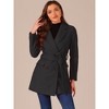 INSPIRE CHIC Women's Notch Lapel Double Breasted Belted Mid Long Outwear Winter Coat - 2 of 4