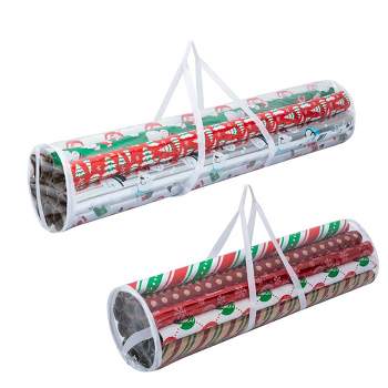 2 Pack Clear Gift Wrap Organizers Set, Christmas Wrapping Paper Storage Bag Wrapping Paper Holder Made from Water Proof PVC Fabric