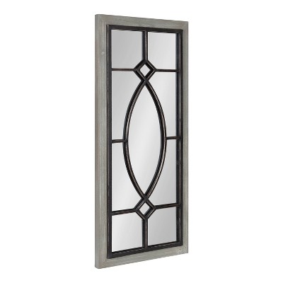 13" x 30" Bakersfiel Windowpane Wall Mirror Gray - Kate & Laurel All Things Decor