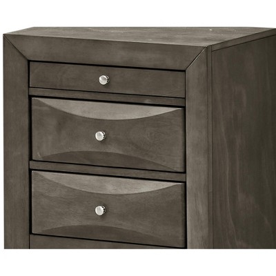 Gray Wood Veneer 3-Drawer Nightstand