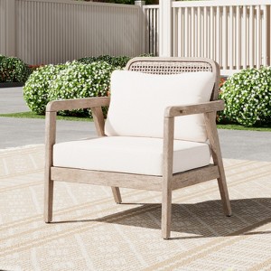 Christopher Knight Home Terry Patio Rustic Acacia Wood Club Chair with Water Resistant Cushions - 1 of 4
