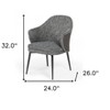 HomeRoots Gray And Black Upholstered Fabric and Faux Leather Wing Back Dining Arm Chair - 3 of 4