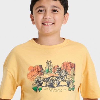 Детские Cat & Jack Boys' Dune Buggy Short Sleeve Oversized Graphic T-Shirt - Cat & Jack™ Yellow M — фото 2
