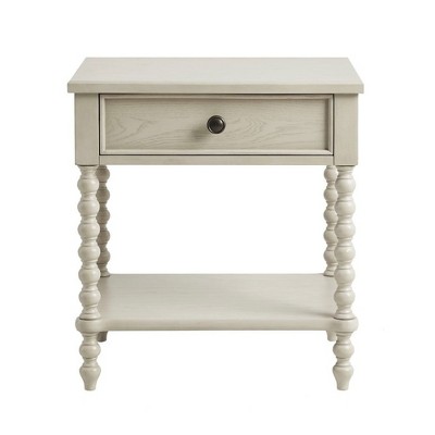 Starlight Canyon Home,Beige Bedside Table with Solid Wood Frame and MDF with Wood Veneer Finish