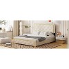Okak Queen Platform Bed Frame with Pull Point Headboard Velvet Upholstered Bedroom Furniture Metal Wire Frame Metal Feet Easy Assembly - 3 of 4