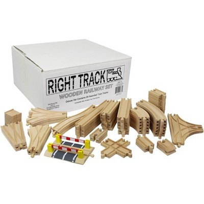 Right Track Toys Wooden Train Track Deluxe Set: 56 Premium Wood Pieces ...