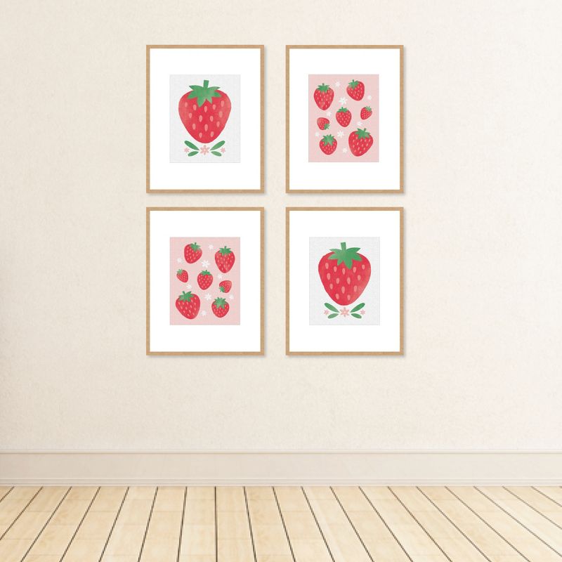 Big Dot of Happiness Berry Sweet Strawberry - Unframed Fruit Kitchen Linen Paper Wall Art - Set of 4 - Artisms - 8 x 10 inches, 3 of 7