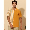 INSPIRE CHIC Men's Striped Patchwork Short Sleeved Color Block Summer Beach Shirt - 2 of 4