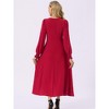 INSPIRE CHIC Women's Elegant Frilled Crewneck Midi Long Sleeve Pleated A-Line Flowy Dress with Pockets - 4 of 4
