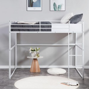 COMHOMA Metal Loft Bed Twin Size, Loft Bed Frame with Safety Guard Rails & Flat Ladder for Kids Teens Adults - 1 of 4