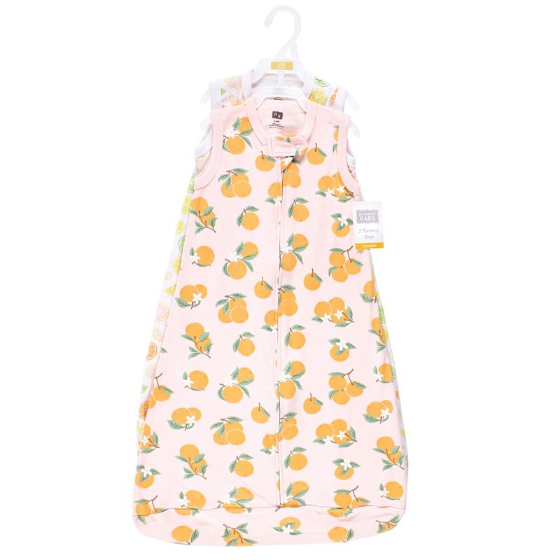 Hudson Baby Infant Girl Interlock Cotton Sleeveless Sleeping Bag, Citrus Orange, 3 of 6