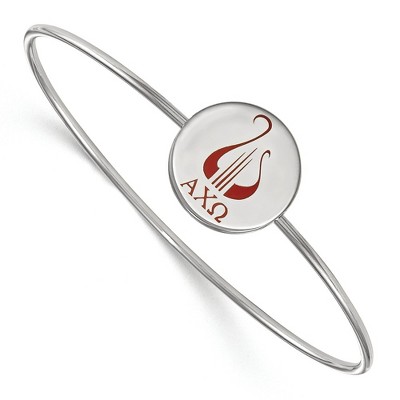 Black Bow Jewelry Sterling Silver Alpha Chi Omega Greek Life Bangle Bracelet 7 Inch