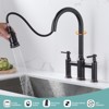 WOWOW Double Handle Bridge Kitchen Faucet with 3-Spray Patterns and 360 Degrees Rotation Spout - 3 of 4