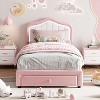 DobleePy Twin Size Pink White Upholstered Bed Frame with Storage Drawer, LED Headboard, No Box Spring Needed, Easy Assembly - 3 of 4