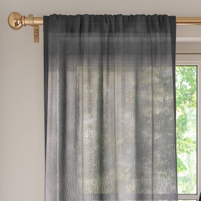 42"x63" Sheer Crinkled Gauze Matelassé Curtain Panel Gray - Room Essentials™