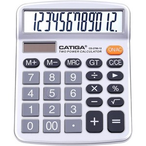 CATIGA 8-Digit & 12-Digit Desktop Calculator, Large LCD, Sensitive Buttons, Dual Solar Power, Standard Function for Office, Home, School - 1 of 4