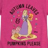 Girls' - Disney Princess - Rapunzel Autumn Leaves Pumpkin Leaves Fitted Short Sleeve Graphic T-Shirt - 2 of 4